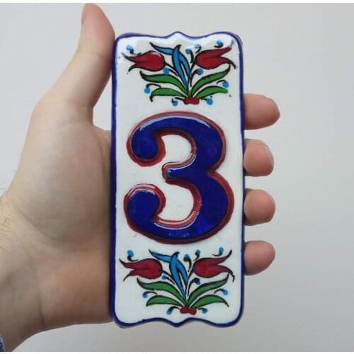 Handmade Turkish Ceramic Door Numbers House Address Tile Numeral Gate 0 to 9 and A to Z Letters Alphabet Hand Painted Flat Label