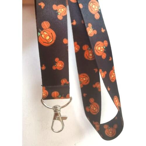 Hot Sale! Halloween pumpkin Lanyard Neck Strap Card Bus ID Holders With Key Chain