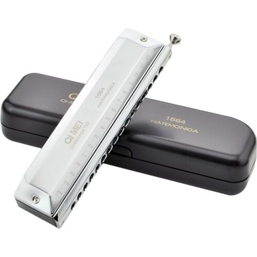 QIMEI 1664 Chromatic Harmonica 16 Hole Professional Armonica Mouth Ogan Cromatica Harps gaita de boca music instruments
