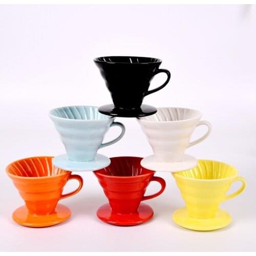 Ceramic Coffee Dripper Engine Style Coffee Drip Filter Cup Permanent Pour Over Coffee Maker with Separate Stand for 1-4 Cups