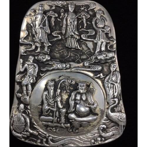 China White copper archaize Inkstone crafts statue