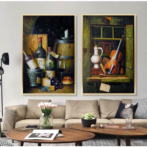 Classical Guitar and Sheet Music Canvas Art Modular Painting Grape Posters And Prints Wall Art Pictures For Living Room Decor