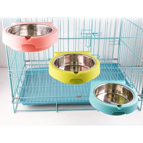 Candy Dog Bowl Hanging Stainless Steel Plastic Pet Cat Stationary Food Drinking Utensils Pet Bowl