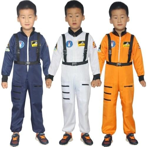 Astronaut Costume Space Suit Pilots Jumpsuit Party Purim Carnival Costume Fancy Dress Outfit 3-9years