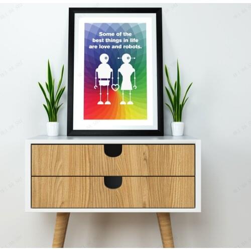 Mike Slobot - Love and Robots Art - Illustration Minimal Design Space Age Modern Pop Contemporary Modern Poster Original Art