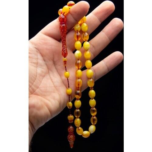Islamic Tasbih Muslim Rosary Beads 33 Prayer Rosary For Men Bracelet For Men Accessory amber oltu amber stone Handmade Turkey