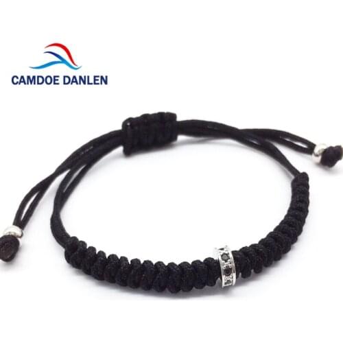 CAMDOE DANLEN 2017 Men Bracelets Micro Pave Black CZ Beads Braided Macrame Charm Bracelet Men womens Bracelet Jewelry Fashion