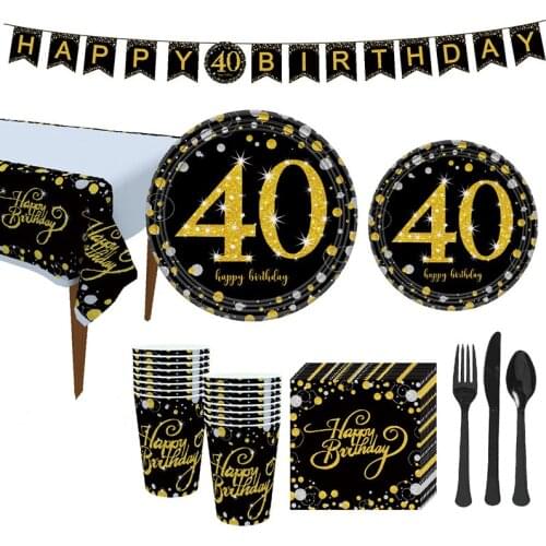 18/21/30/40/50/60th Happy Birhtday Party Tableware Sets Latex Air Confetti Balloon Plates Cups Napkin Tablecloth Supplies Decor