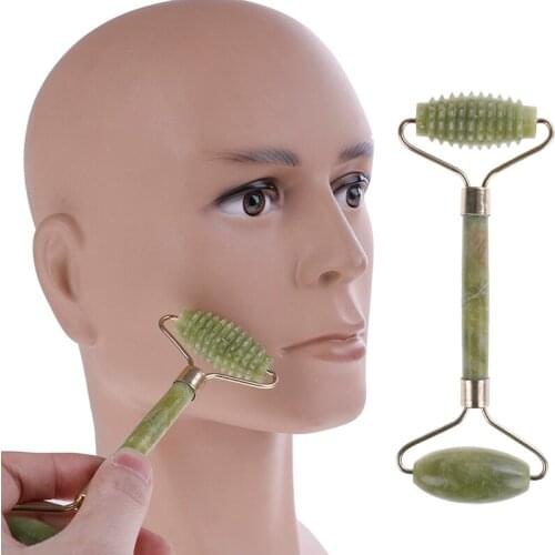 Natural Facial Beauty Massage Tool Double Head Roller Jade Face Thin Slimming Body Head Neck Natural Jade Drop Shipping