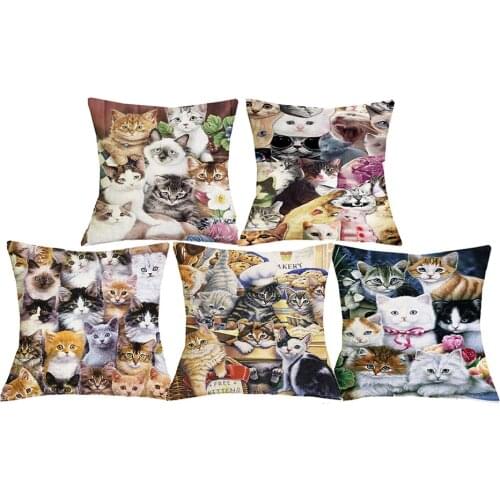Persian Cat Siam Linen Pillow Case Sofa Square Decorative Pillow Cover Animal Pattern Cushion Cover 45X45cm Home Bed Supplies