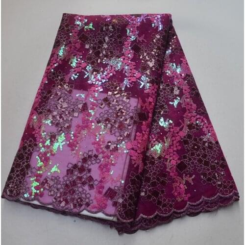 Latest Nigerian french tulle lace fabrics 2019 high quality organza lace materials African sequins lace fabric for wedding dress