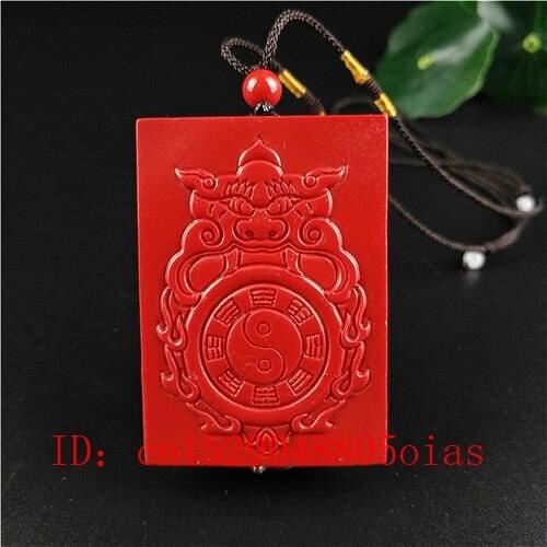 Chinese Natural Red Organic Cinnabar Stone Tiger Totem Pendant Necklace Fashion Charm Jewellery Lucky Amulet Gifts for Women Men
