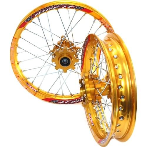 Motorcycle Front 1.40-14" Rear 1.85-12" Alloy Wheel Rim with CNC Hub 15mm hole For Dirt / Pit bike 12 14 inch wheel