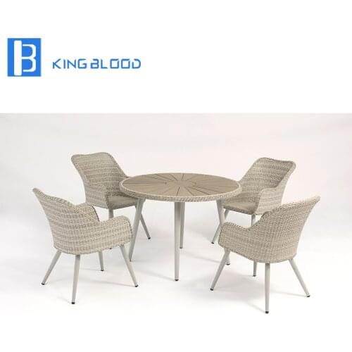 Patio wicker chair furniture white PE rattan outdoor dining table and chair