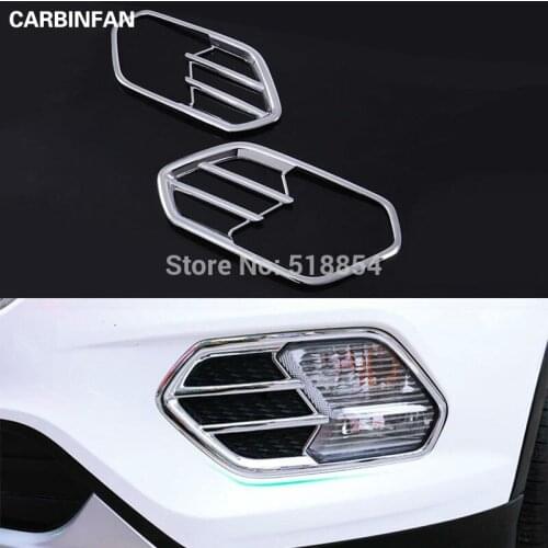 FIT FOR 2017 FORD ESCAPE KUGA CHROME FRONT FOG LIGHT LAMP FOGLIGHT COVER TRIM BEZEL BUMPER GARNISH FRAME MOLDING INSERT 2PCS