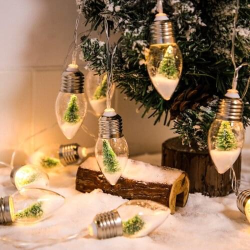 Clear Glass Wish Bottle Copper Wire LED String Light 2M 10 led Vintage Garland Fairy Lamp Christmas Tree Garden Party Decoration
