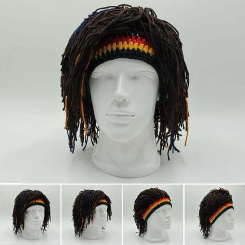 Reggae Dreadlocks Unisex Jamaican Knitted Beanies Wig Braid Hat Rasta Hair Hat