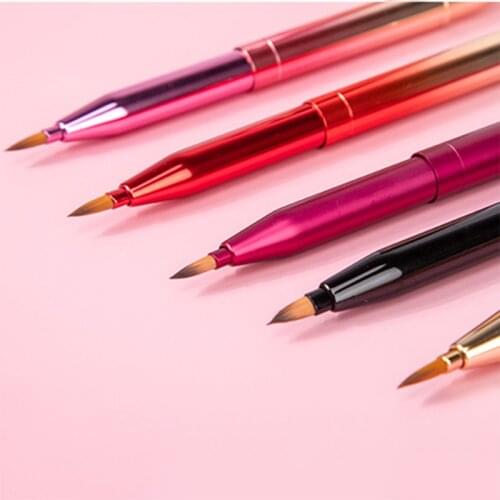 Adjustable Double-Head Telescopic Lip Brush Aluminum Handle Eyeshadow Concealer Makeup Brush With Protect Cap Beauty Tools