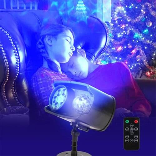 Xmas Projection Lamp Water Pattern Dual Tube LED Halloween Atmosphere Party Lights Outdoor Yard Decoration Window Room Decor