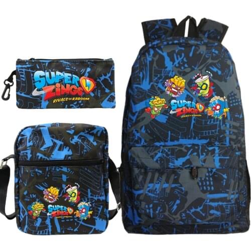 Super Zings 3pcs Set Backpack Mochila Cartoon Student Superzings School Bag Bookbag Travel Bag (rucksack shoulder Bag Pen Bag)