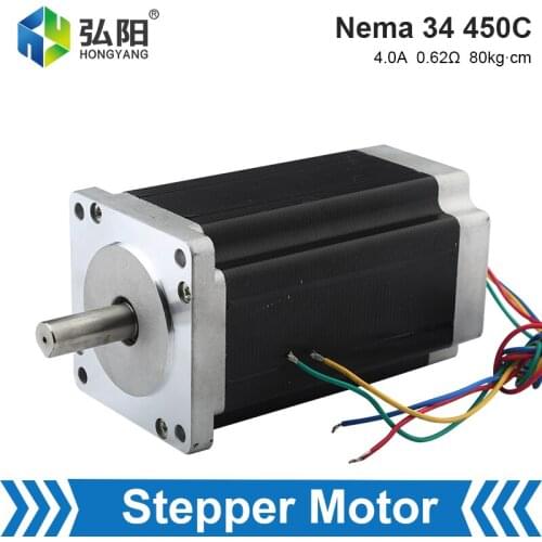 Nema 34 Stepper Motor 4A D12.7mm D14mm 450C Keyway 2-Phase Motor 4-Core Cable CNC Laser Engraving Woodworking Milling Machine
