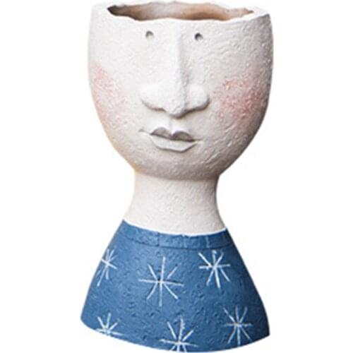 Sculpture Plant Pot Resin Flower Vase Artistic Flower Pot Decorative Face Vase for Home Office Decoration