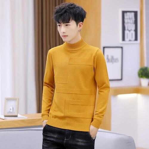 Sweater Men White Pink Yellow Sweaters Pullovers Red Black Red Autumn Leisure Long-sleeved Sleeve High Colla Mens Sweaters Solid