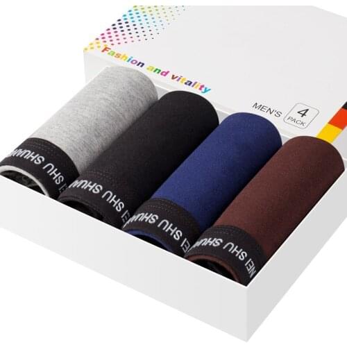 4pcs/lot Men Underwear Boxer For Fashion print Cotton Mens Boxer Shorts Mid-Rise Comfortably breathable Mans underwear