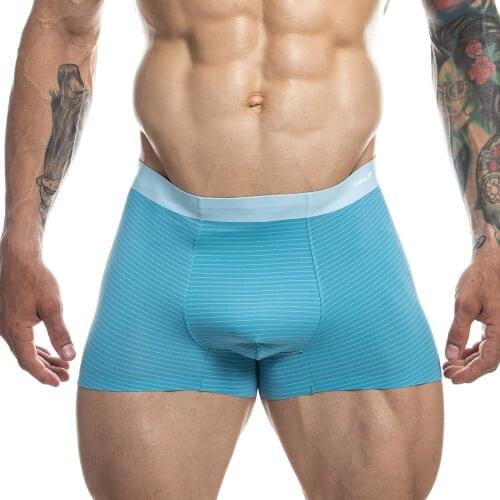 Men Ice Silk Underwear Seamless Striped Boxer Shorts Slip Homme Bugle Pouch Underpants Calzoncillo Trunks Panties Boxershorts