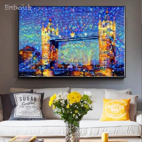 Embelish 1 Pieces Hot Selling Tower Bridge London England Building Wall Art Pictures For Living Room Home Decor Canvas Paintings