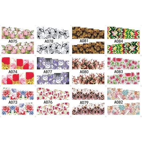 UPRETTEGO 12 PACKS / LOT NAIL ART BEAUTY WATER DECAL SLIDER NAIL STICKER FLOWER MARGUERITE ROSEMARY CLOVER A073-084