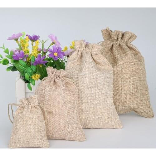 5pcs/lot Vintage Natural Burlap Hessia Gift Bags Wedding Party Favor Pouch Jute Gift Bags Pick Size 4 Supply