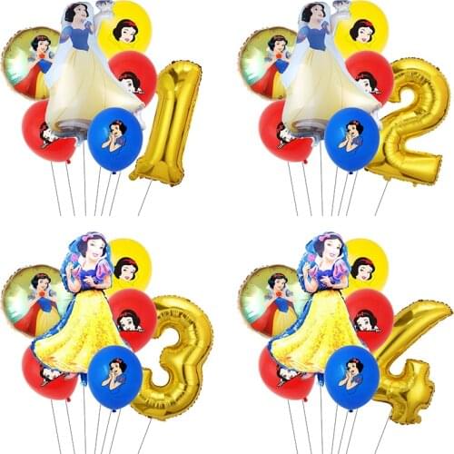 6Pcs Disney Princess oil Balloons Girl Birthday Party Decorations Snow White Theme Balloons Baby Shower Supplies Air Globos