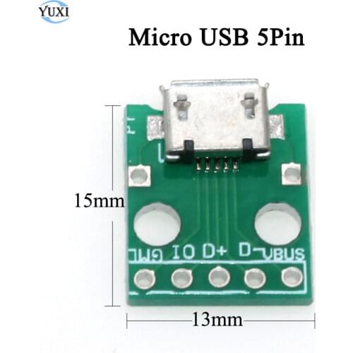 YuXi 1pcs Micro USB to DIP Adapter 5pin 5P Female Connector B Type PCB Board Converter for mobile phone