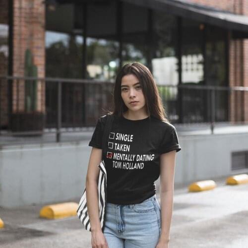 Tom Holland T-Shirt Dating Tom Holland T Shirt Cotton Plus Size Women tshirt White Summer O Neck Printed Ladies Tee Shirt