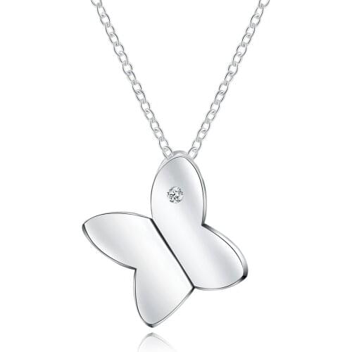 GINSTONELATE Charms wedding silver color women necklace crystal butterfly jewelry fashion cute pendant necklace new cute lady