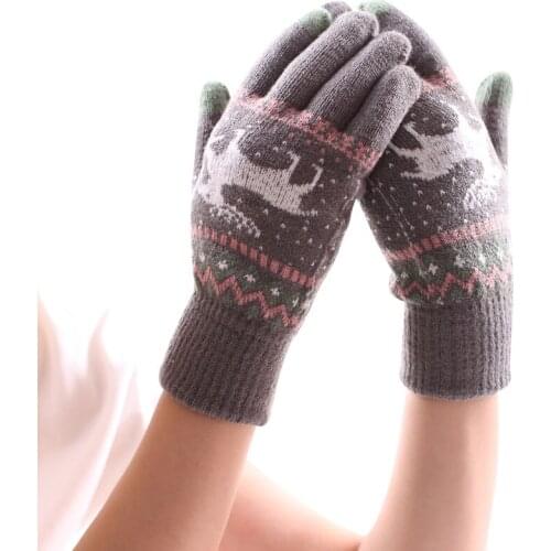 Unisex winter knitted woolen warm gloves plus velvet thickening student office driving and riding outdoor