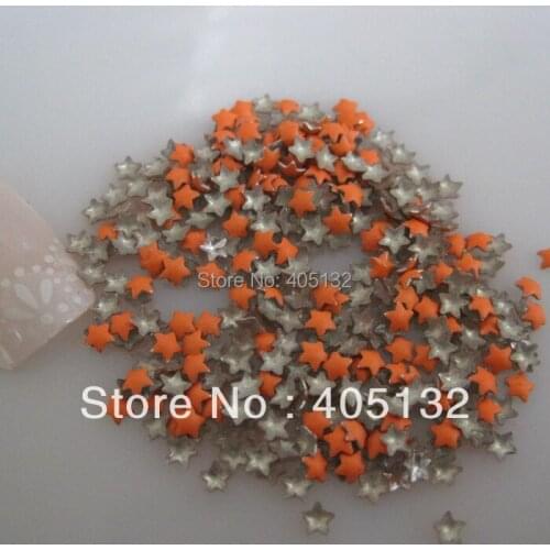 1 Bag OD-72-Orange Free Shipping 3D 3x3mm Neon Orange Small Star Metal Stud Shiny Nail Decoration Lovely Outlooking
