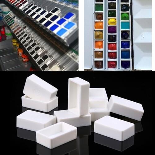 10PCS Empty Watercolor Half Paint Pans Plastic Watercolor Paint Grid Children Artist Student Drawing Painting Supplies