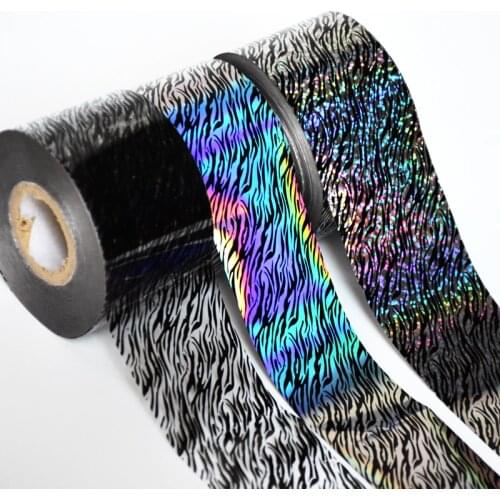 100meters/roll Holographic Nail Art Transfer Foil Sticker Laser Zebra Wrap Adhesive Foil Decals Nail Decoration