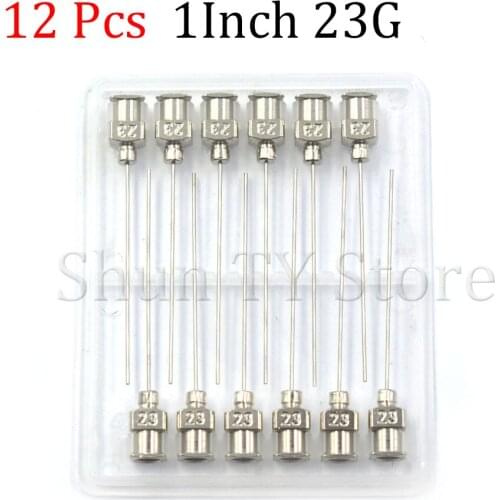 12 Pcs 1.5 Inch Silver Stainless Steel 23Ga Connector Glue Head Dispensing Needle, Suitable For Dispensing Electronic Components