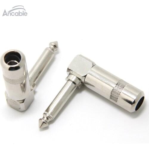 2-Pack 1/4" Right Angle Plugs TS Mono Heavy Duty Style for Guitar, Instrument, Speaker/Microphone/Patch Cables