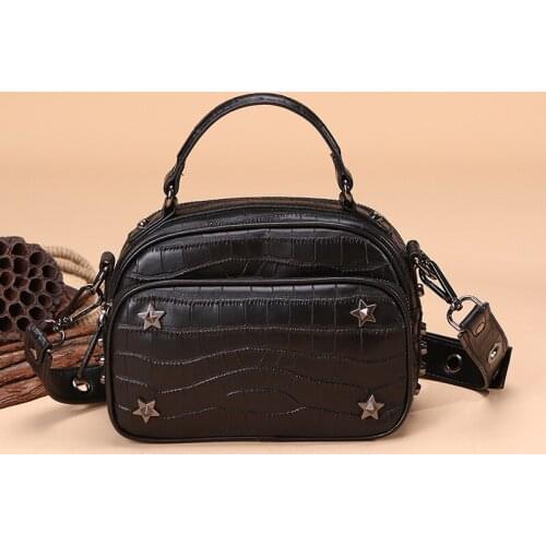 2020 Cross body bags new arrival quality genuine leather shoulder bag vintage handbags girls pretty messenger bags black