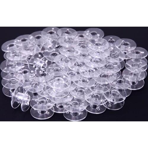 50Pcs Empty Bobbins Transparent Plastic Sewing Machine Bobbins Spools for Brother Janome Singer Elna Home Sewing Machine