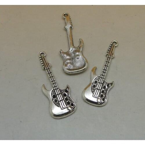 A4745 Wholesale 50pcs/lots Tibet Silver Guitar Charm Pendant Alloy Jewelry Accessories