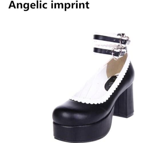 Angelic imprint handmade woman mori girl lolita cosplay shoes lady high heels pumps women princess dress party shoes 33-47 8cm