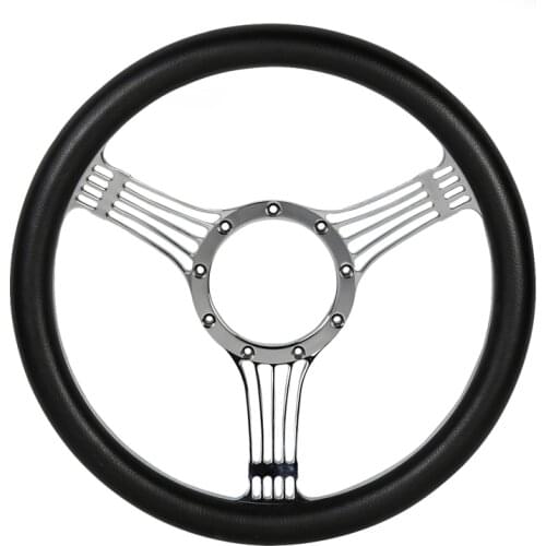 CNC car steering wheel 14 inch Leather Half Wrapped Classic 9 holes fits most 1967-94 GM style steering columns