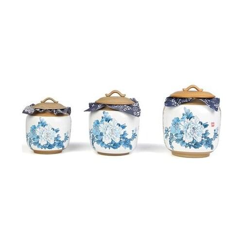Large-capacity ceramic tea with tea cans Tulips Pu'er tea sealed cans waking tea cages Household large storage tanks