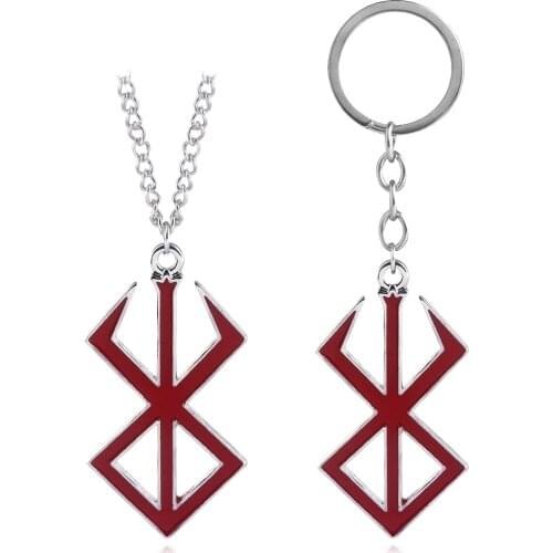 Cartoon BERSERK Logo Keychain For Men Red Enamel Metal Keyring For Keys Men Car Women Bag Accessories