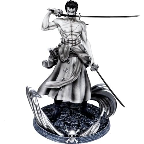 One Piece Anime Model GK Roronoa Zoro Three Swords Action Figure 37cm PVC Statue Collection Toy Desktop Decoration Figma